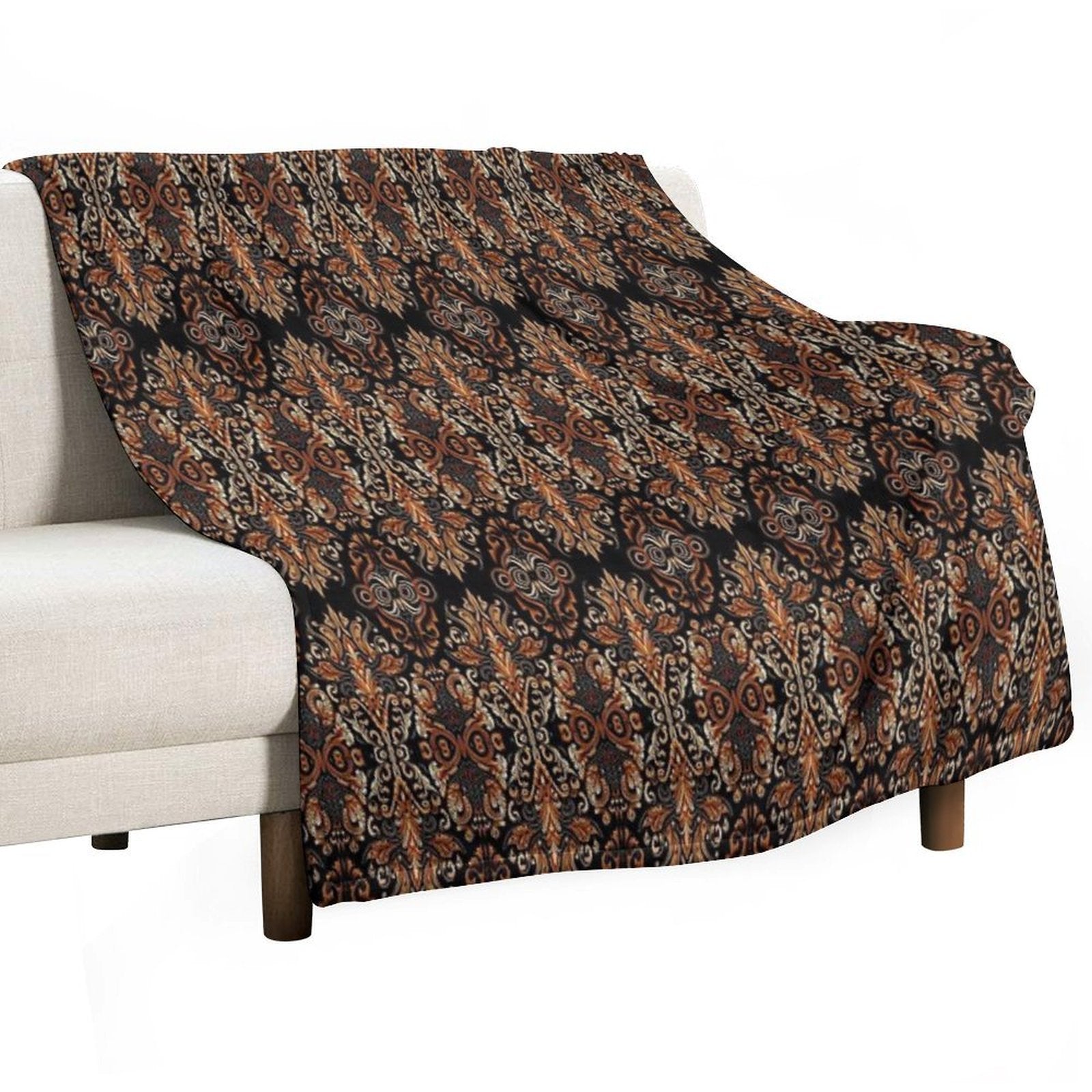 Original Wayang Prambanan Indonesian Brown Batik Eco-conscious Throw Blanket