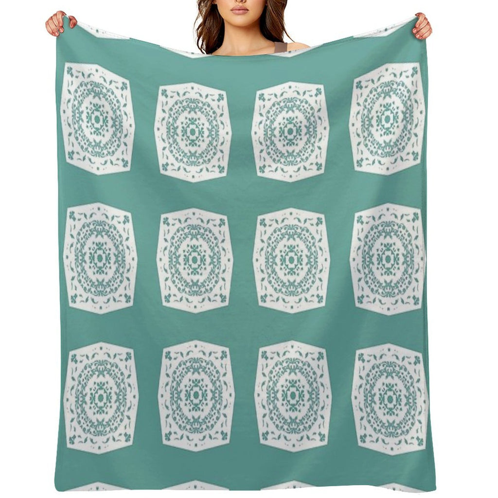 Sage Green Quilt Block Premium Throw Blanket