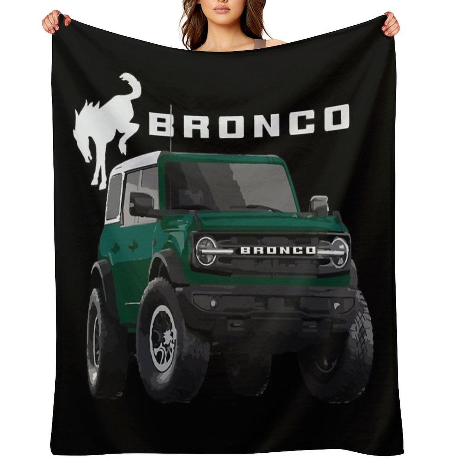 Bronco 6g 6th Gen USA Outter Banks Eruption Green Metallic Murica All-season Throw Blanket