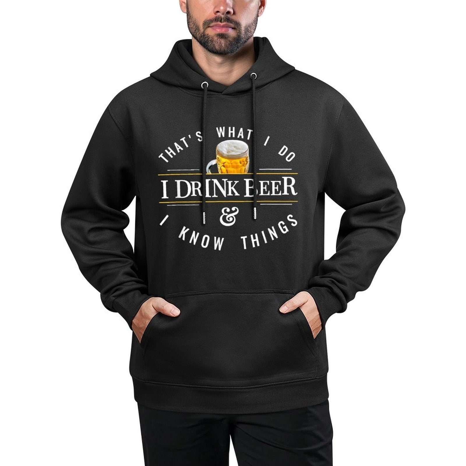 I Drink And I Know Things Funny IPA Or Craft Beer Logo Medium-Weight Fabric Hoodie