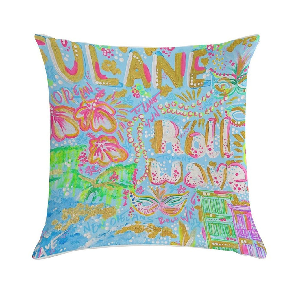 Tulane Collage Soft Fade-Resistant Throw Pillow