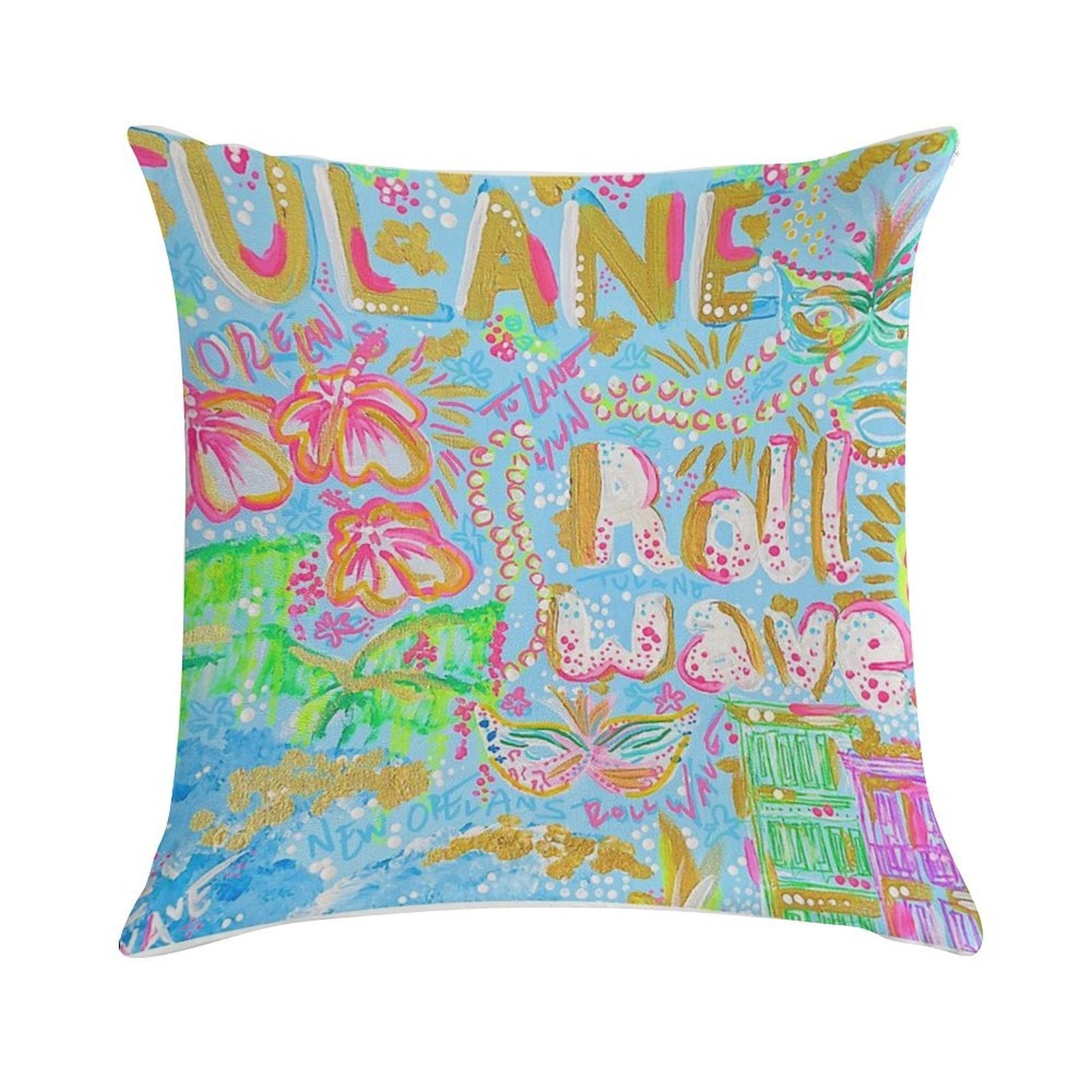Tulane Collage Soft Fade-Resistant Throw Pillow