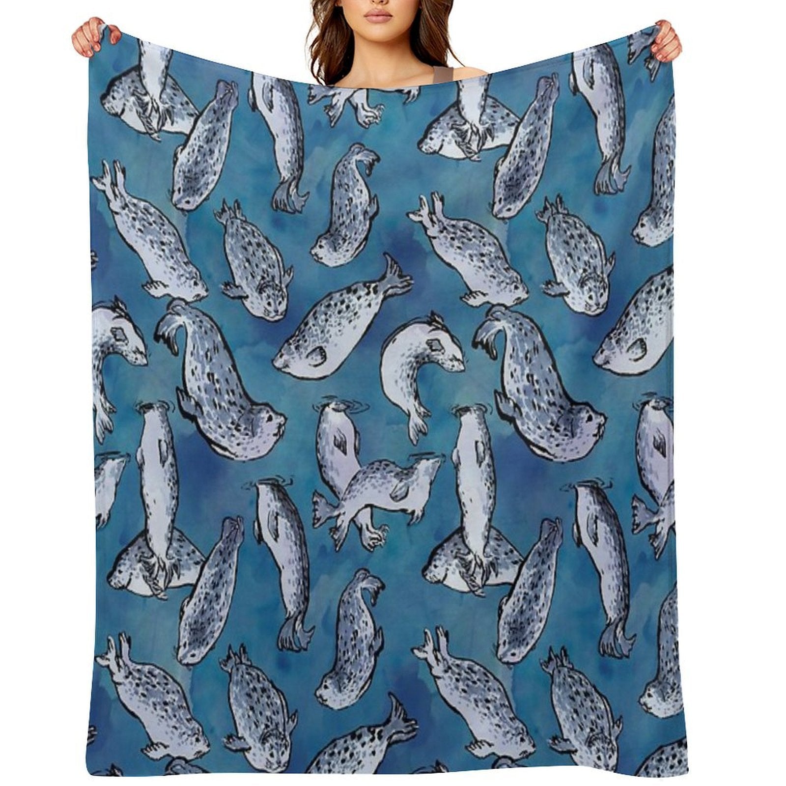 Harbor Seal Pattern Comfort Throw Blanket