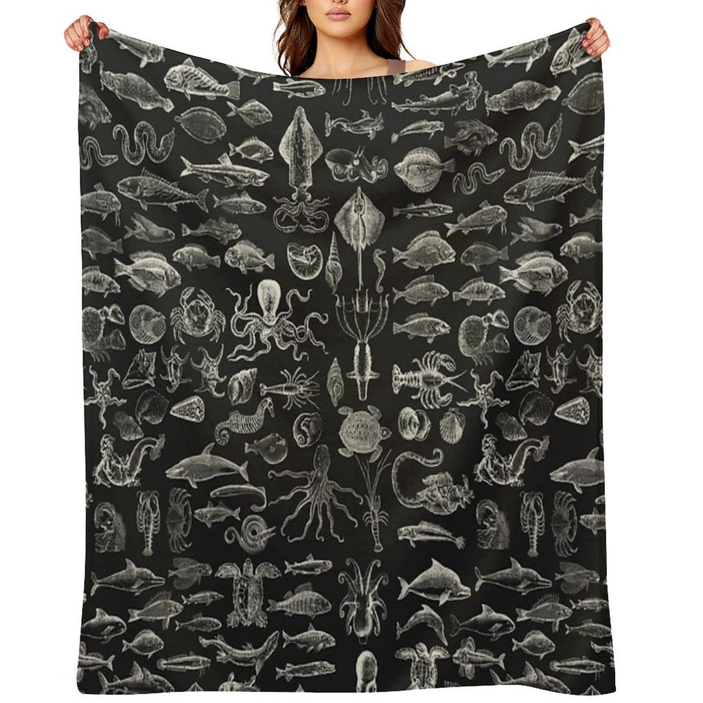 Sea Creatures - White Quick-dry Throw Blanket