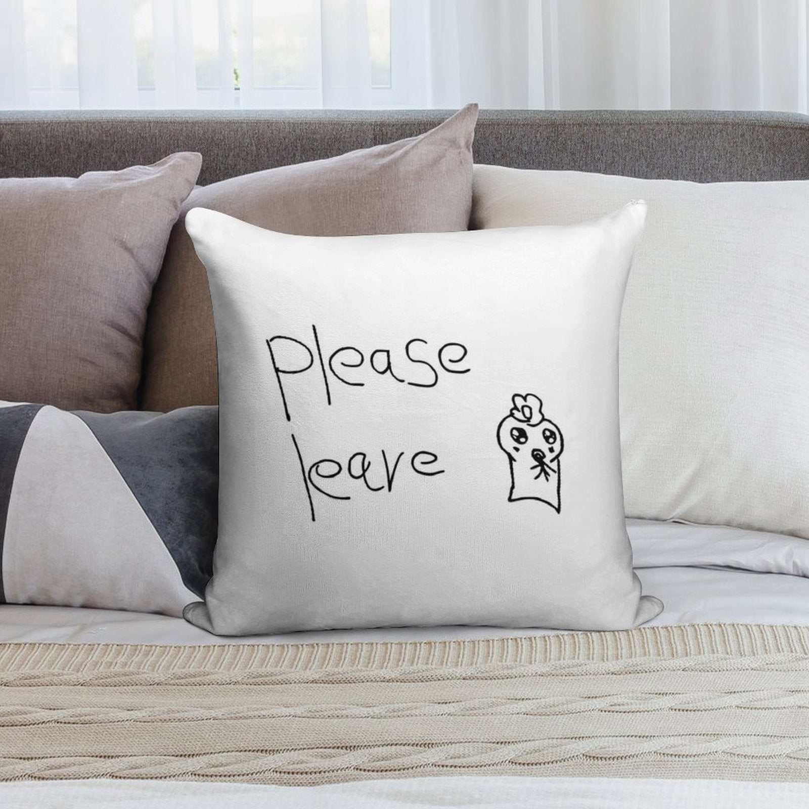 ATEEZ -- Please Leave Soft Skin-Friendly Throw Pillow