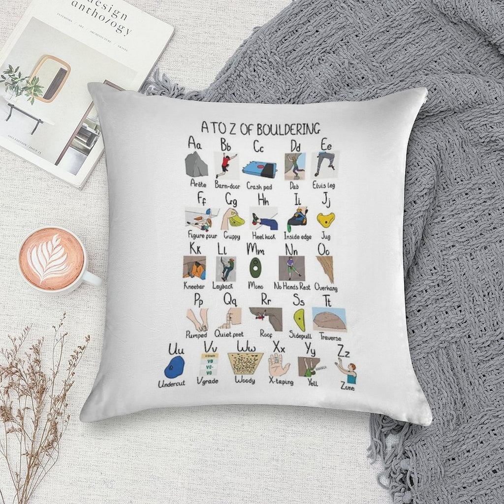 A to Z of Bouldering Soft Home Decor Throw Pillow