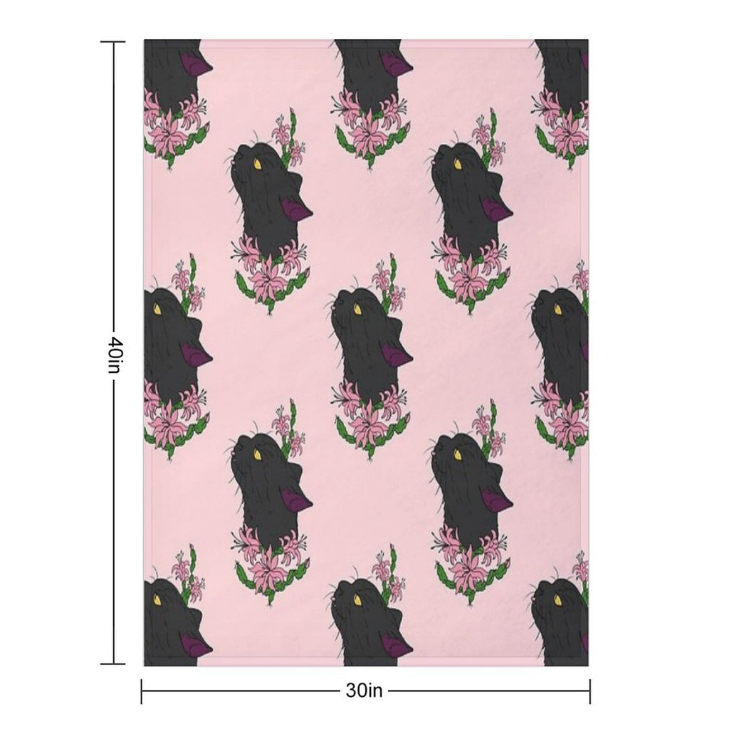 Christmas Cacti Floral Cat Bea Machine-washable Throw Blanket
