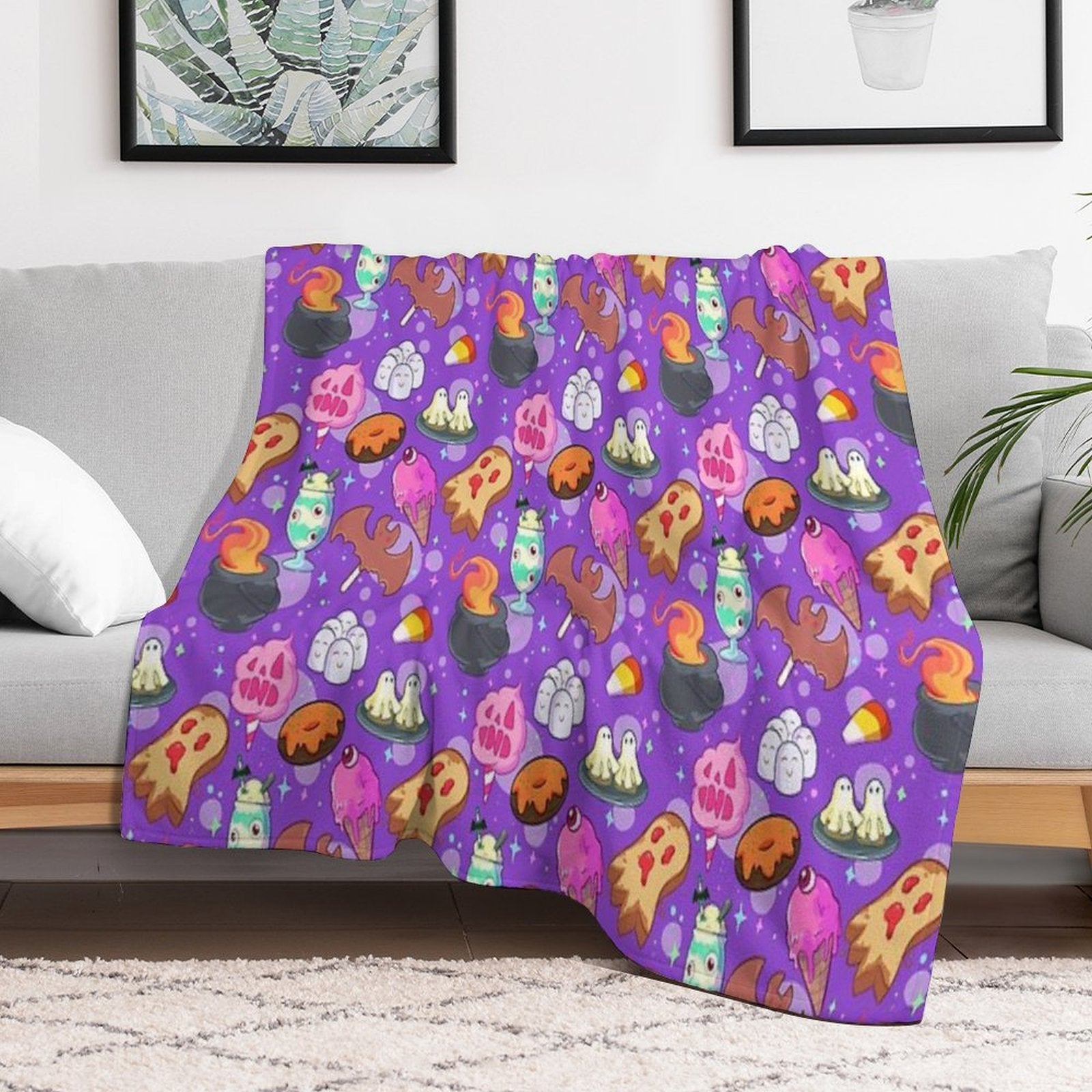 Nostalgic Spooky Food Lightweight Throw Blanket