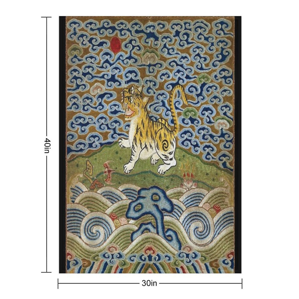 Chinese Tiger - Rank Badge Anti-pilling Throw Blanket