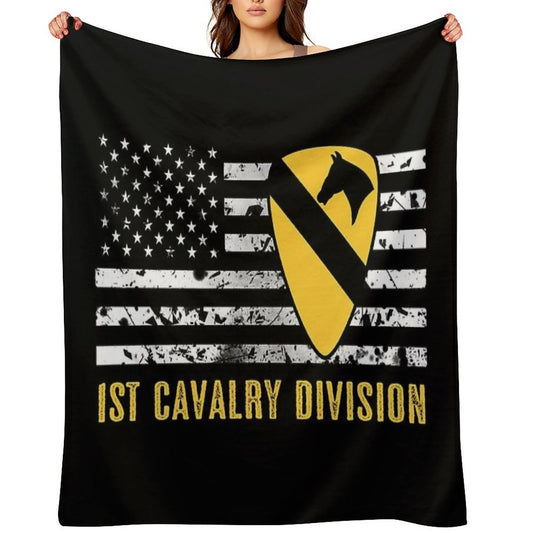 1st Cavalry Division (Distressed Flag) Gift-ready Throw Blanket