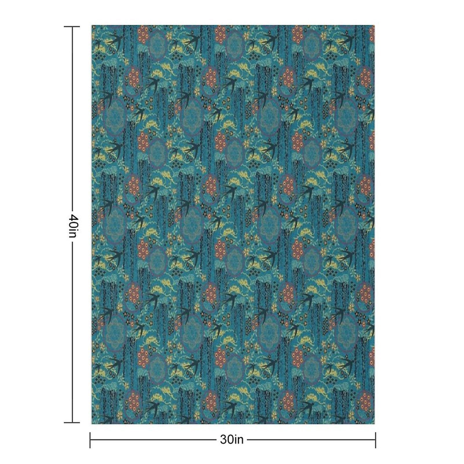 Japanese Garden in Teal Gold Red And Black Gift-ready Throw Blanket
