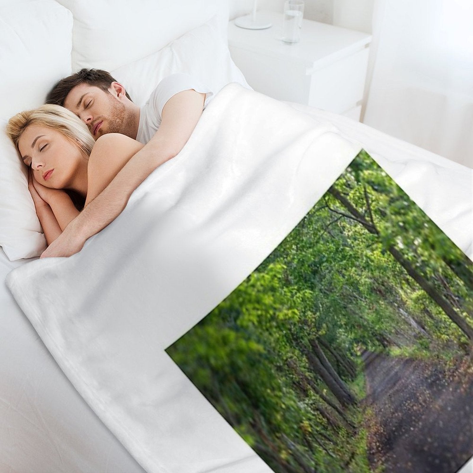 A Hiking Trail Leading Into The Green Woods Multi-functional Throw Blanket