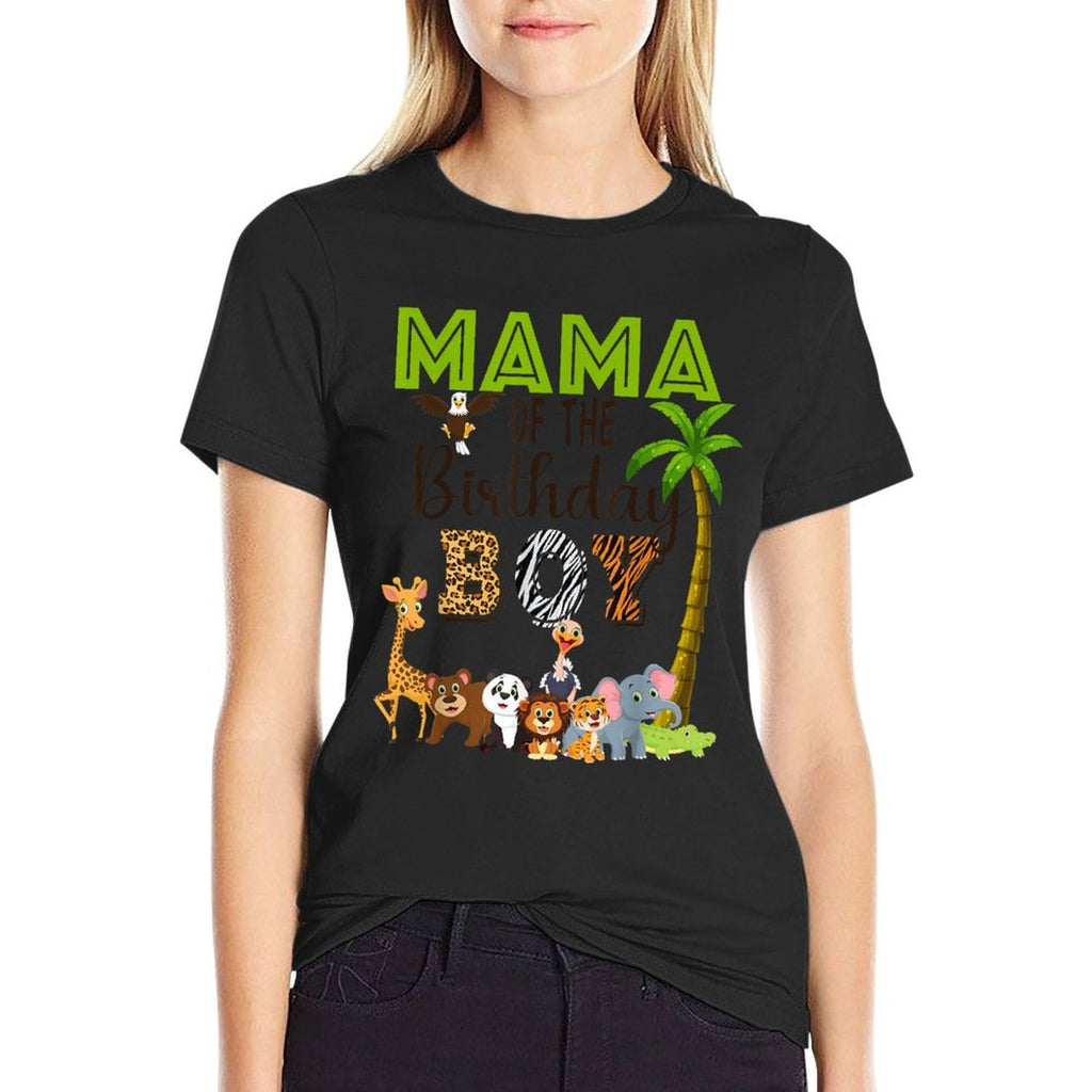 Mama of The Birthday Boy Wild Zoo Theme Safari Party  Heathered Texture T-Shirt