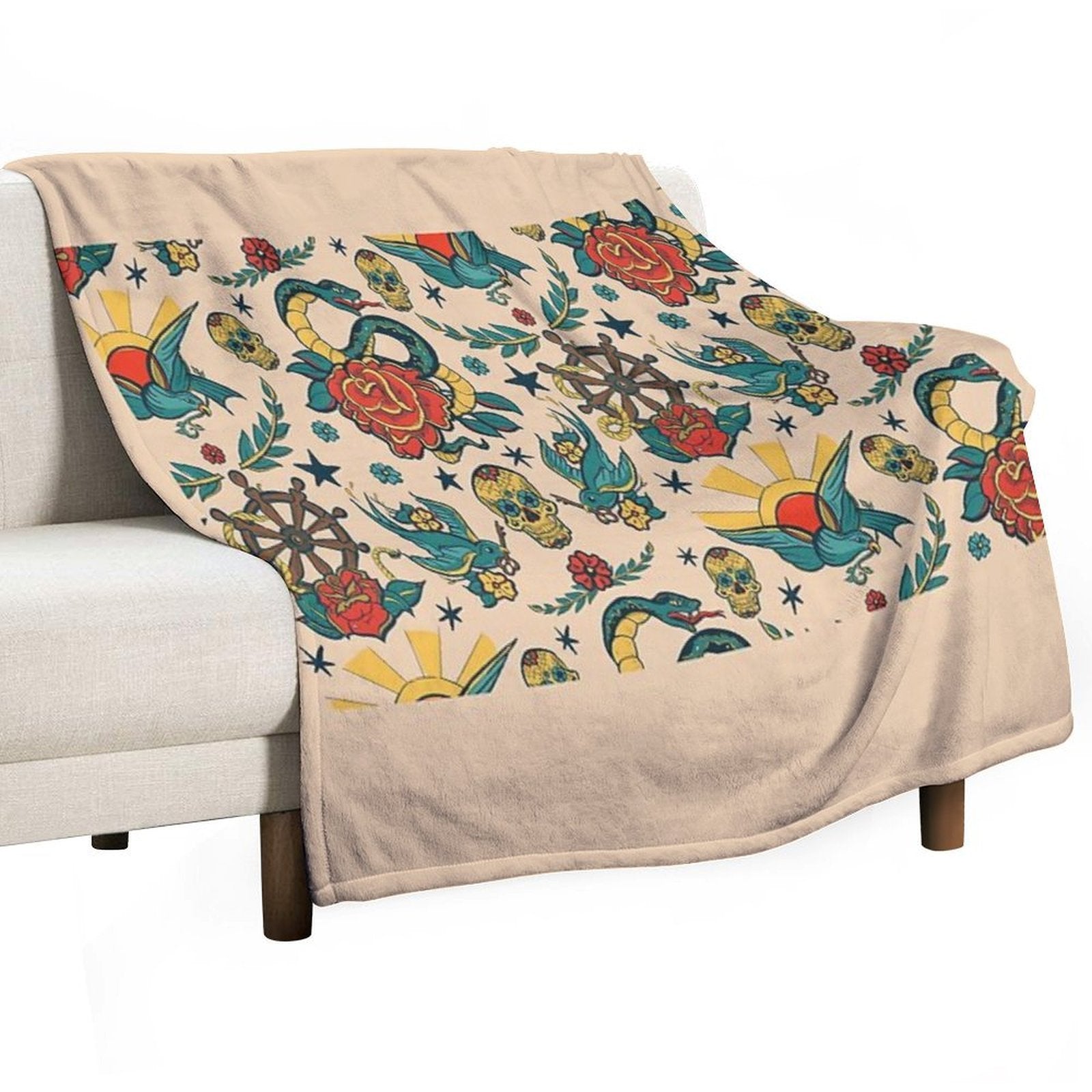 Punk Tattoo Pattern Design And Illustration Lightweight Throw Blanket