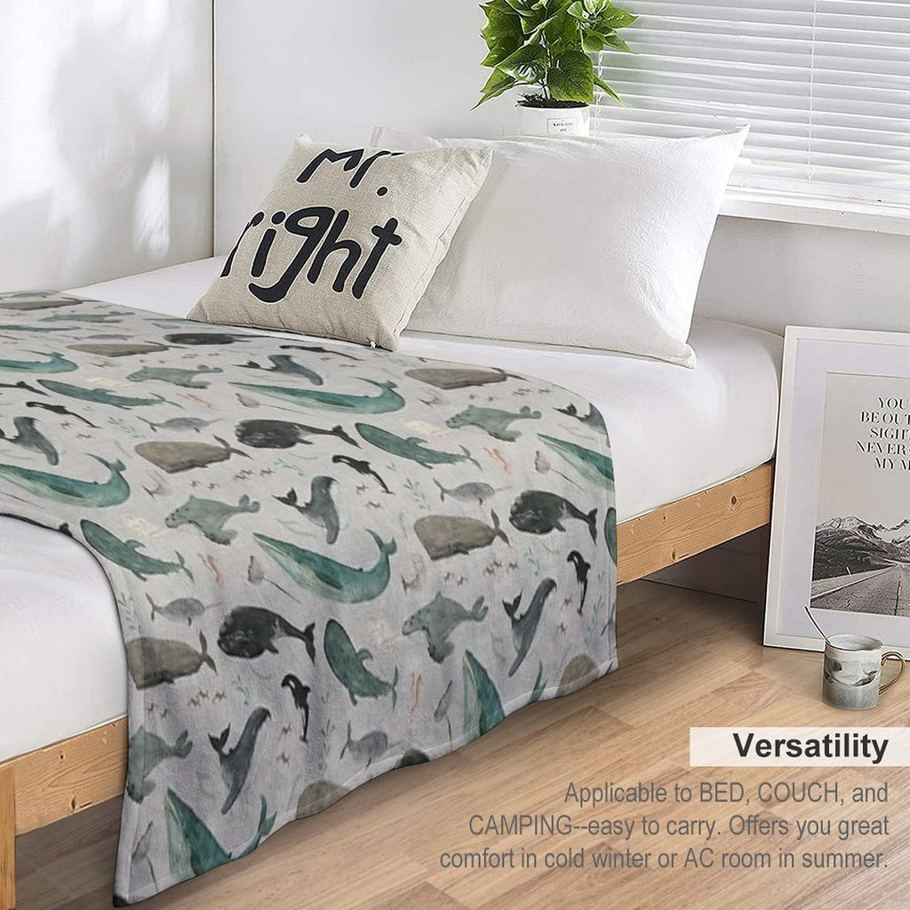 Whale Song Gray All-season Throw Blanket