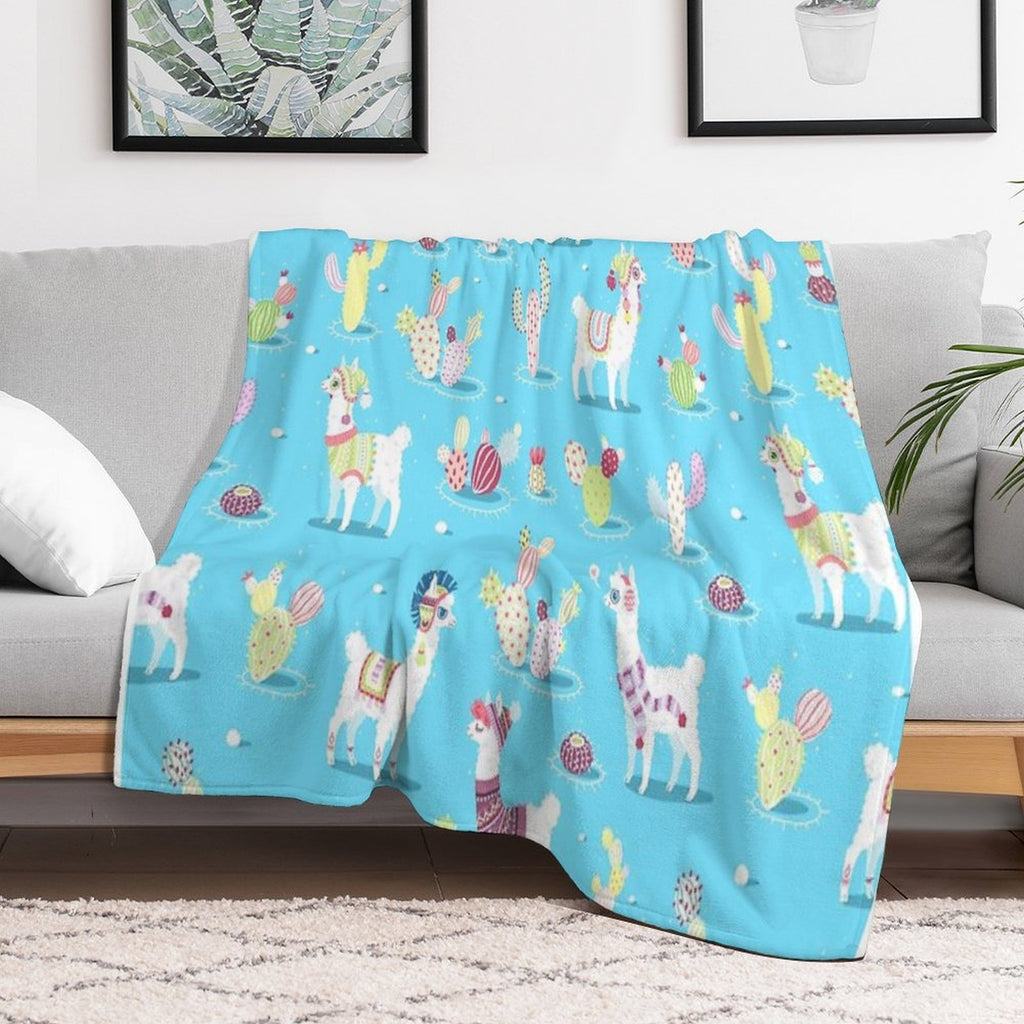 Alpaca Pattern Travel-friendly Throw Blanket