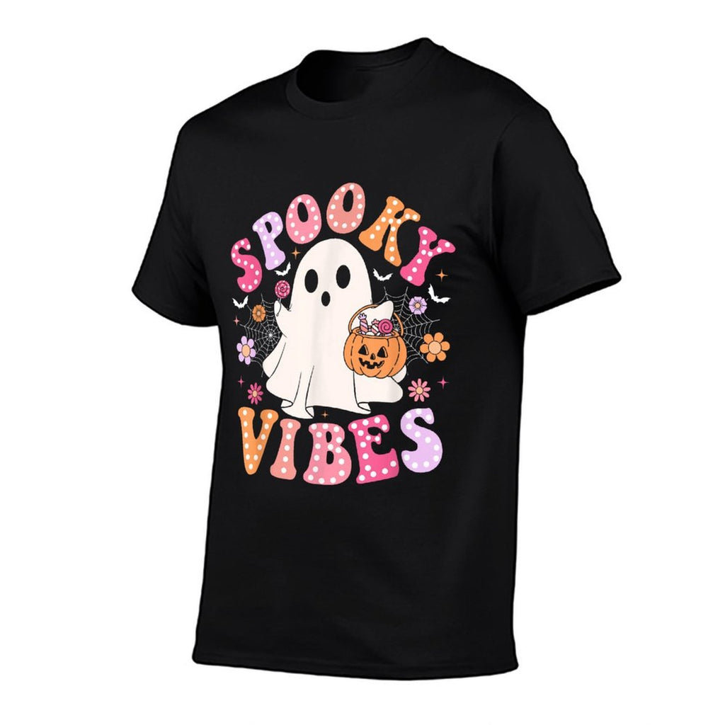 Spooky Vibes Ghost Retro Groovy Halloween Women Girls Kids  Affordable Price T-Shirt