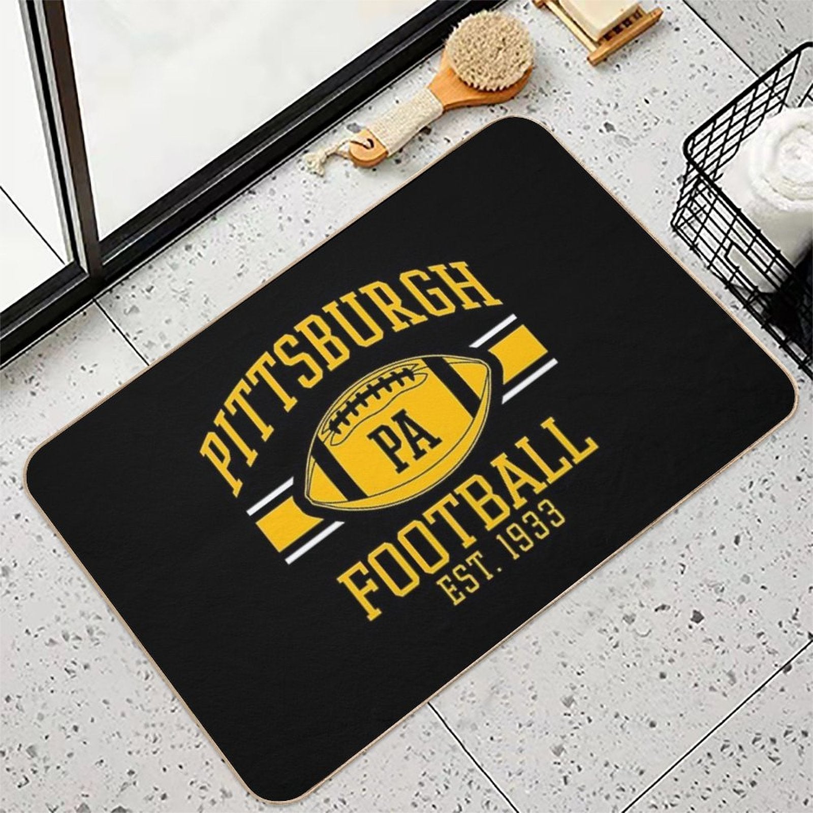 Vintage Pittsburgh Retro Steelers PA Football Team Goalline Sport Lover Gift For Fan  High-Traffic Bath Mat