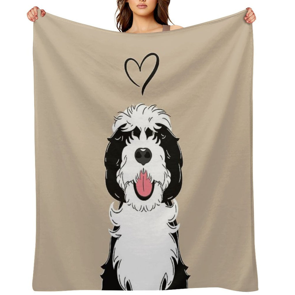 LOVE Black And White Sheepadoodle 1 Easy Care Throw Blanket