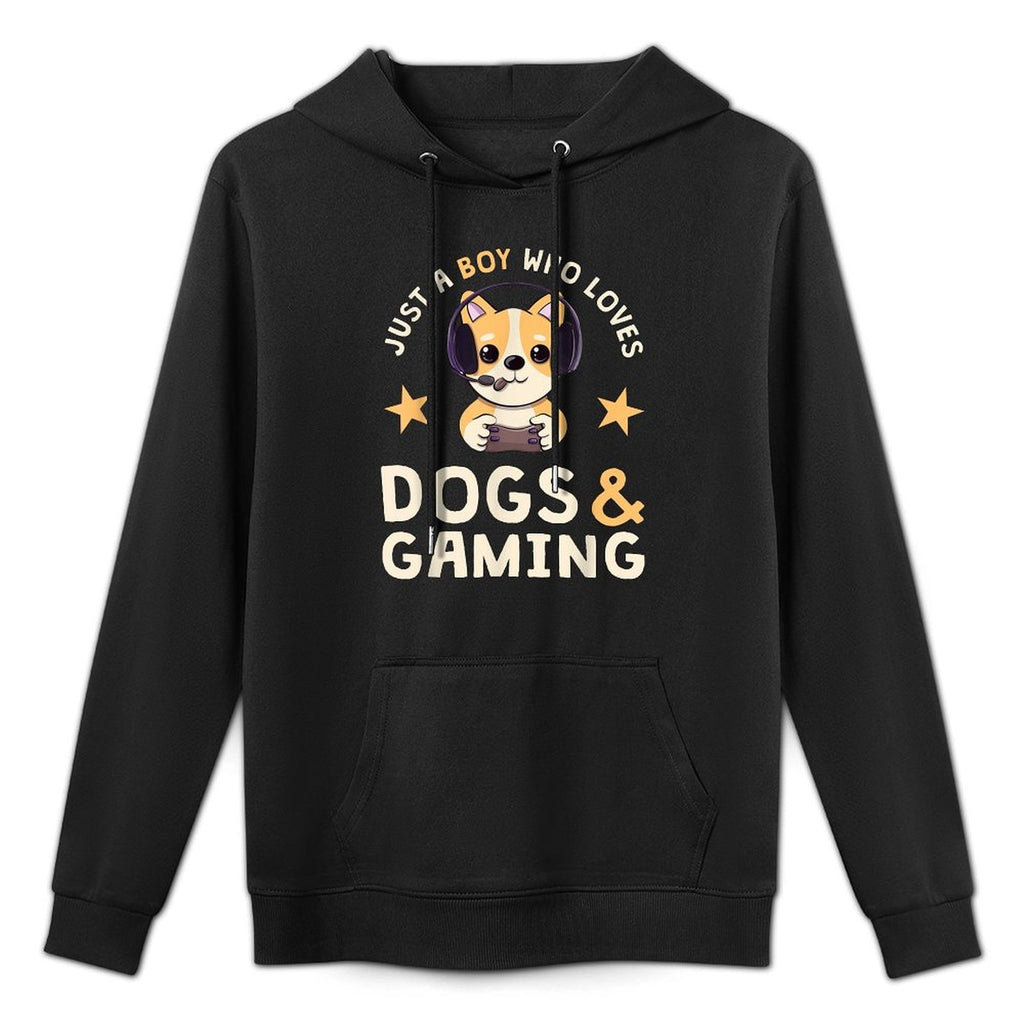 Just A Boy Who Loves Dogs And Gaming Cute Gamer Dog Adjustable Hood Hoodie