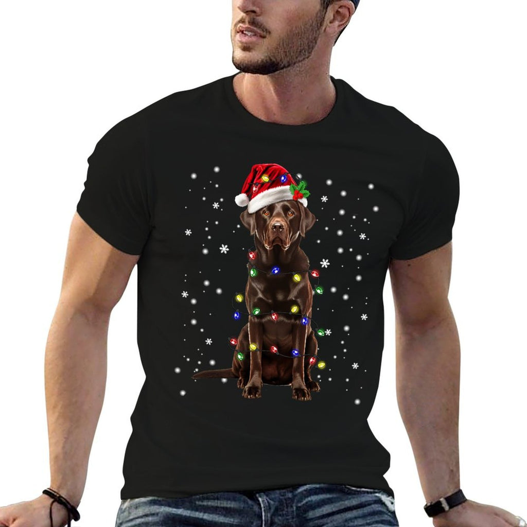 Chocolate Lab Labrador Christmas Tree Lights Pajama Dog Xmas  Breathable T-Shirt