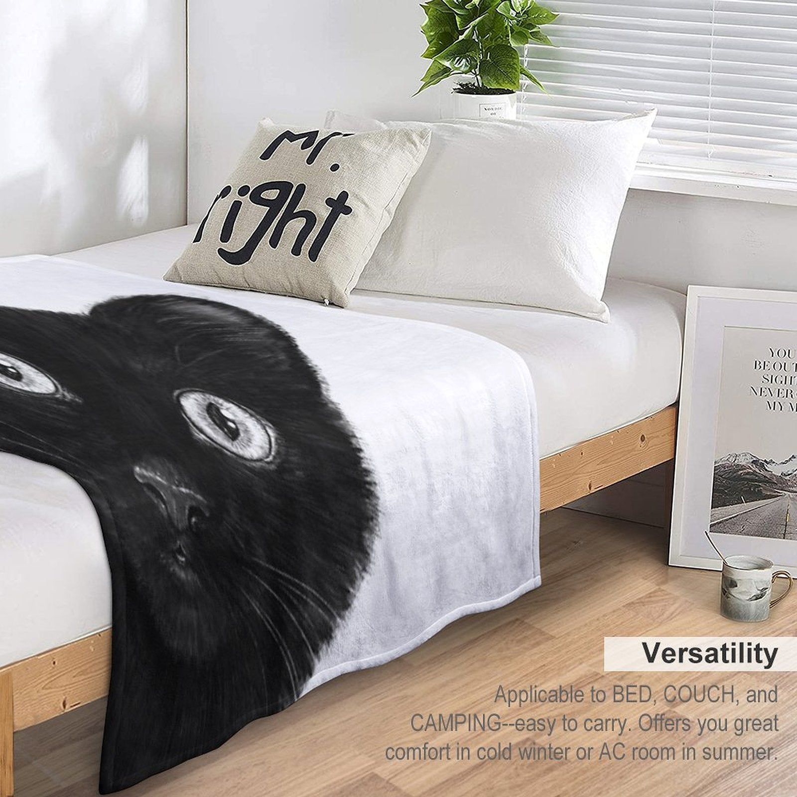 Black Cat Wrinkle-free Throw Blanket