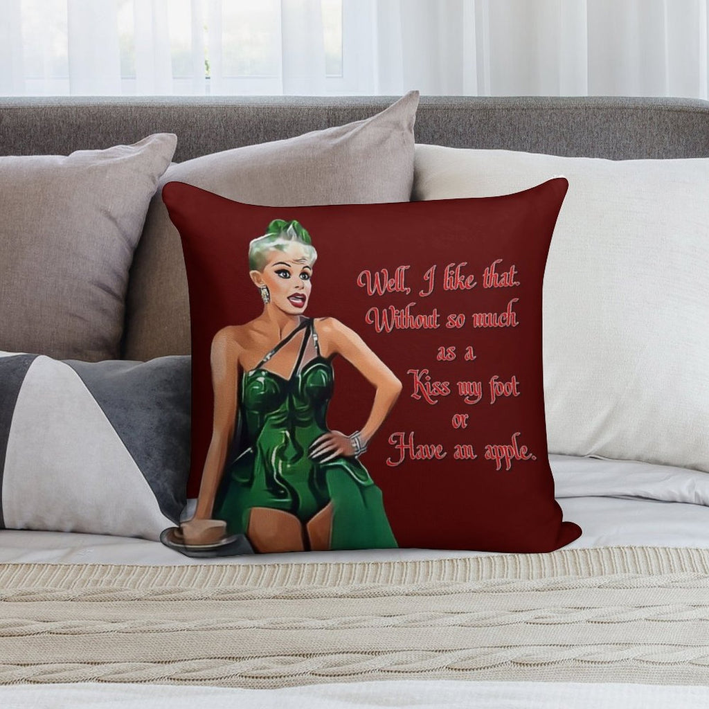 White Christmas - Kiss My Foot Or Have An Apple - Red Soft Shrink-Resistant Throw Pillow