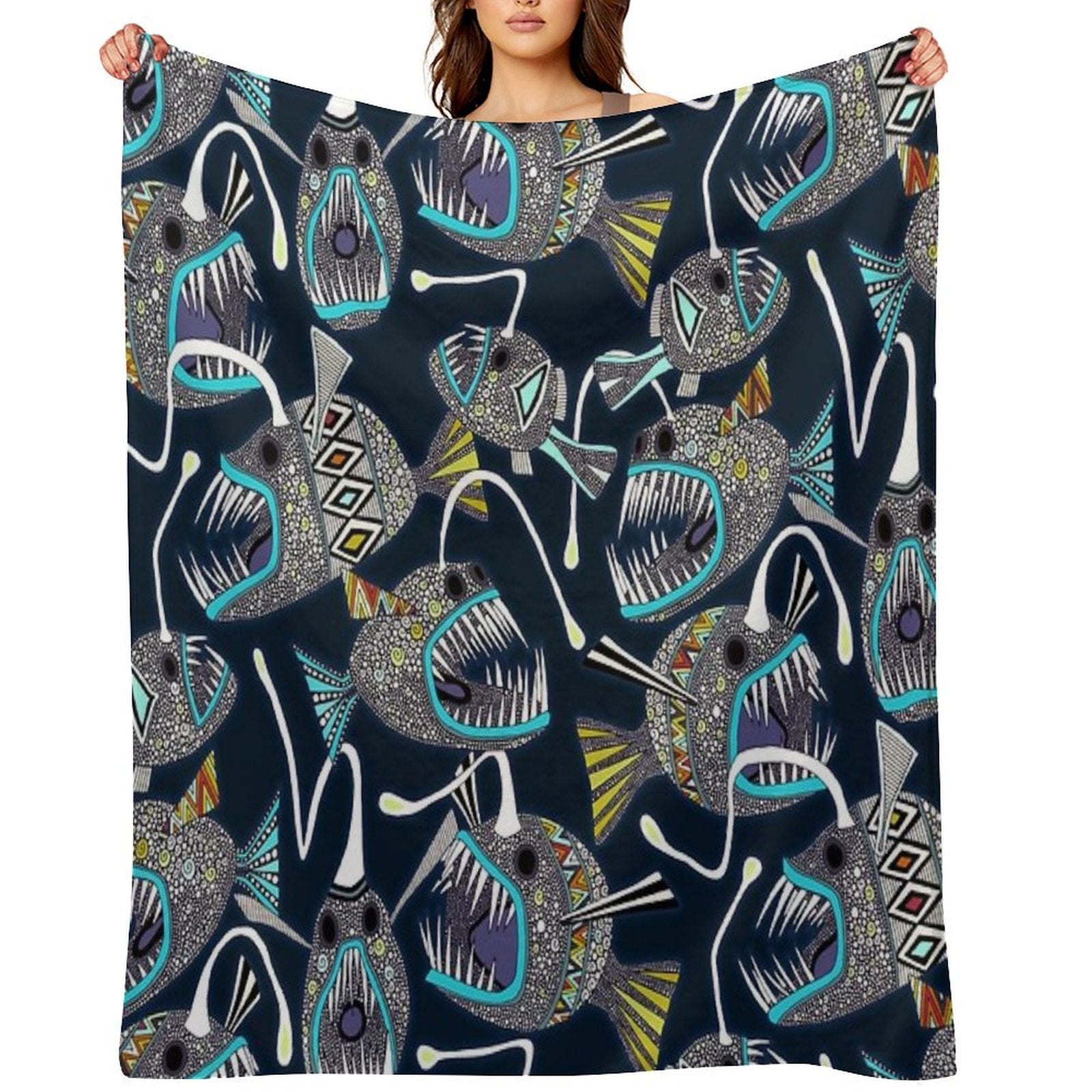 Deep Sea Anglerfish Velvety-soft Throw Blanket