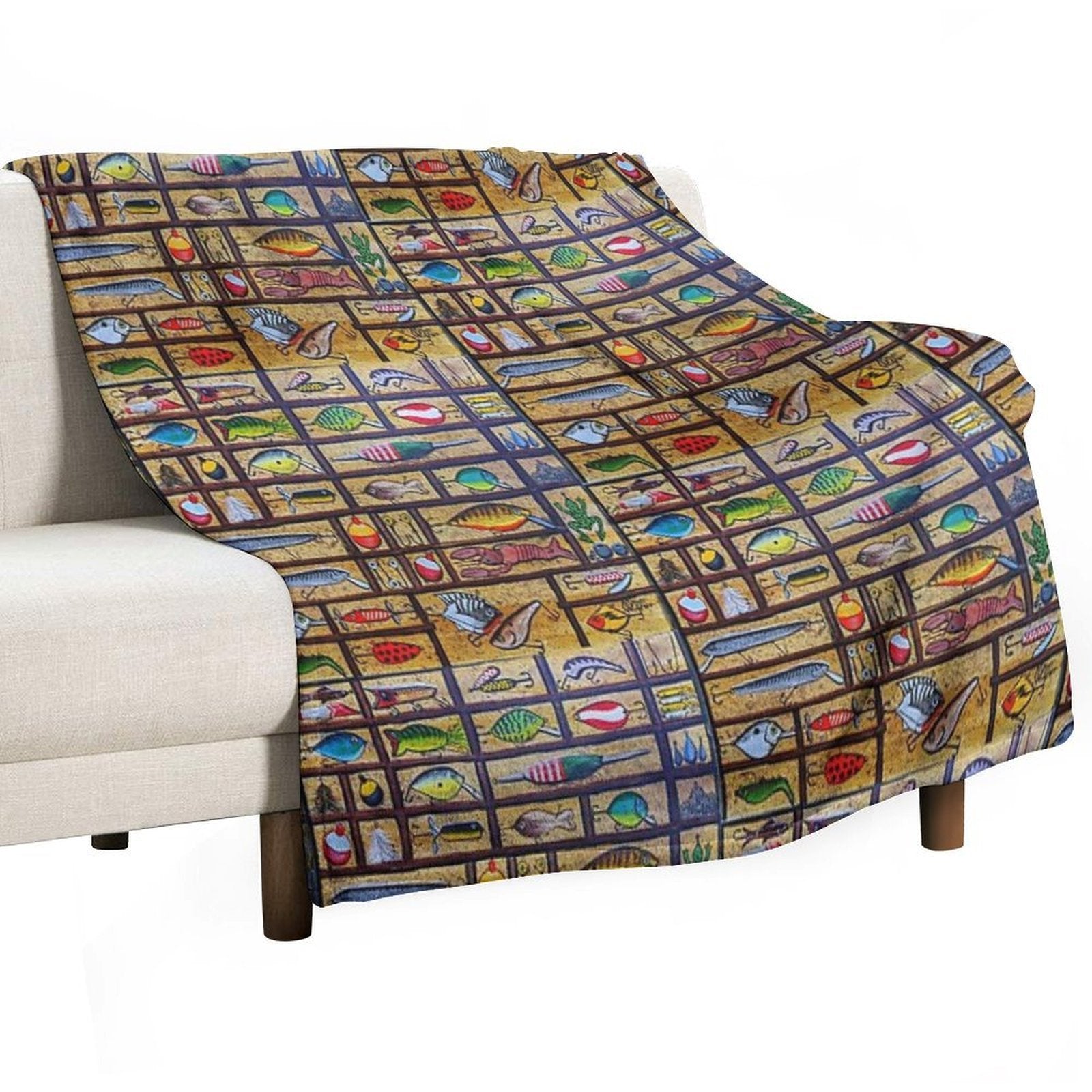 Fishing Lures Collection Sustainable Throw Blanket