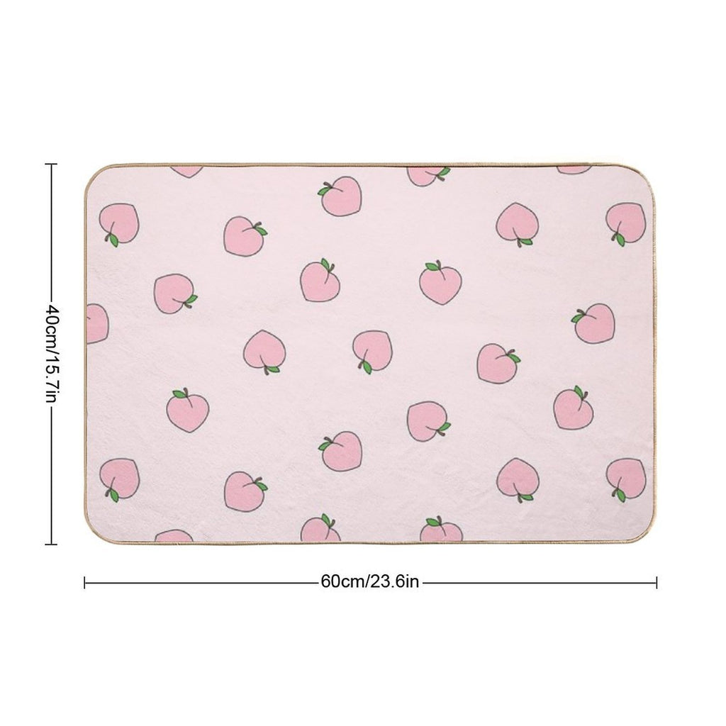 Peach Pattern on Light Pink  Stain-Proof Bath Mat