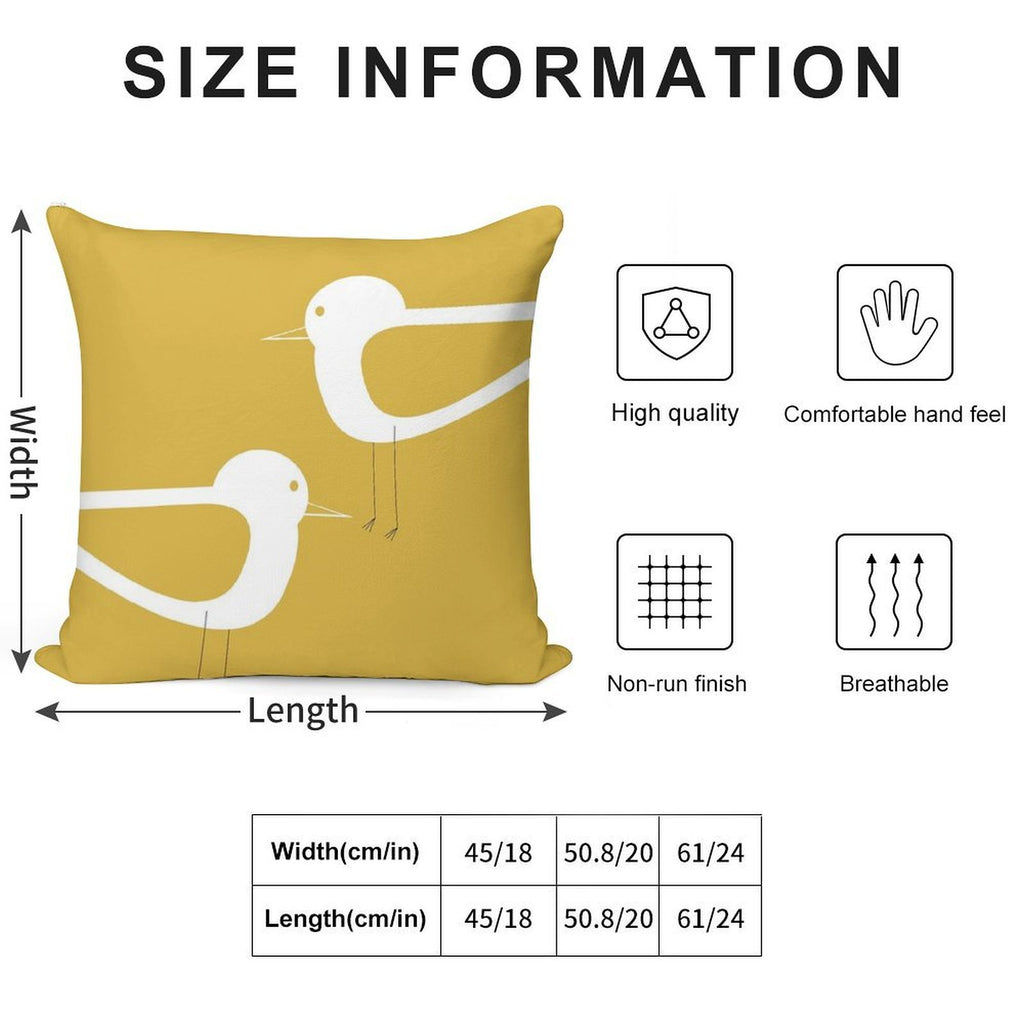 Shorebird Pair in Light Mustard Yellow And White. Minimalist. Clean. Cute. Coastal Soft Multiple Sizes Throw Pillow