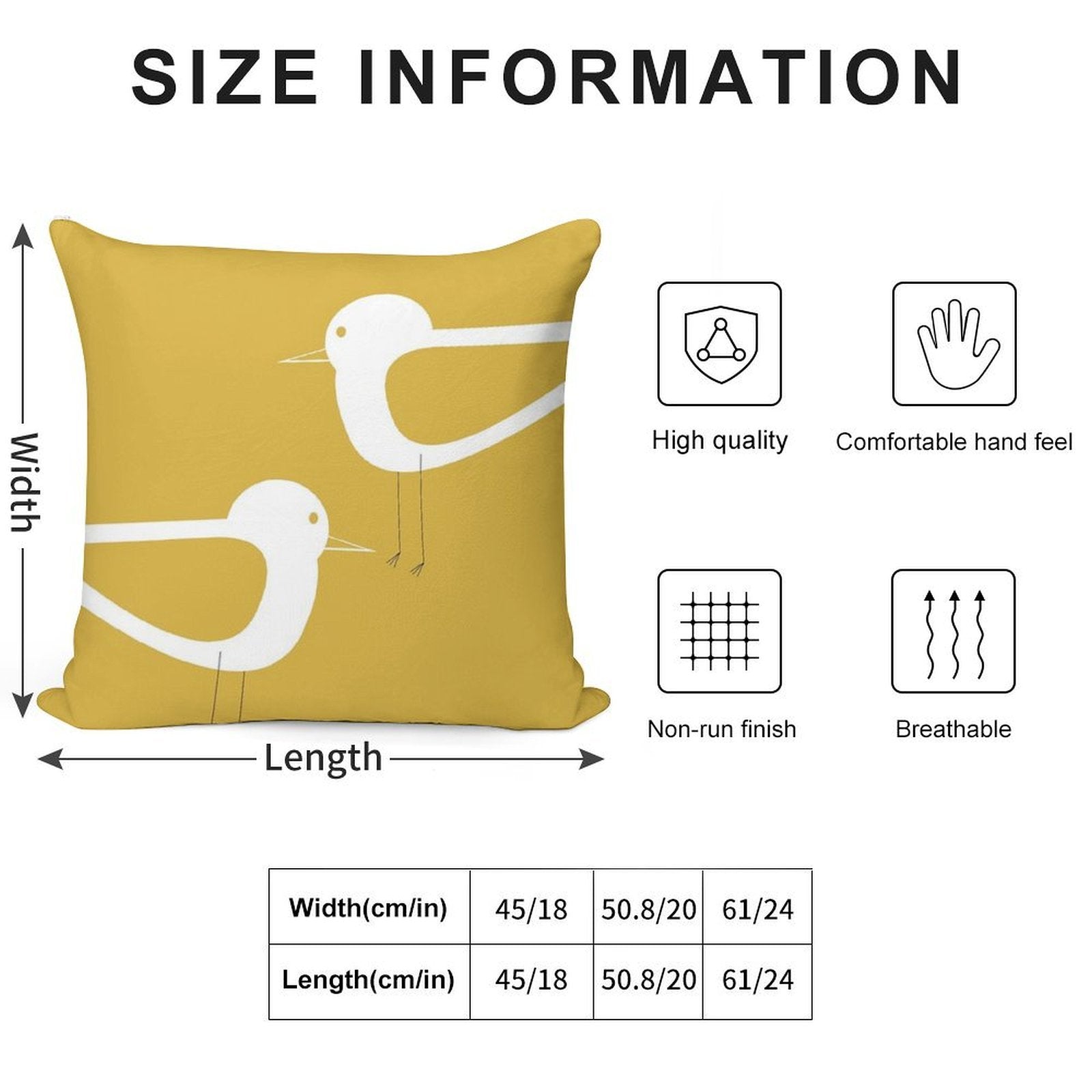 Shorebird Pair in Light Mustard Yellow And White. Minimalist. Clean. Cute. Coastal Soft Multiple Sizes Throw Pillow
