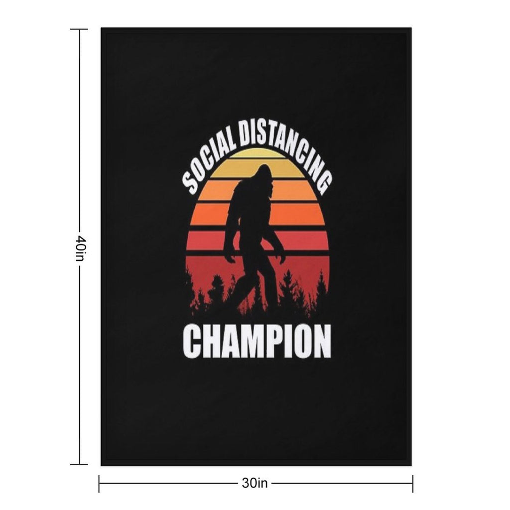 Bigfoot Funny Social Distancing Champion Vintage Sunset Lightweight Throw Blanket