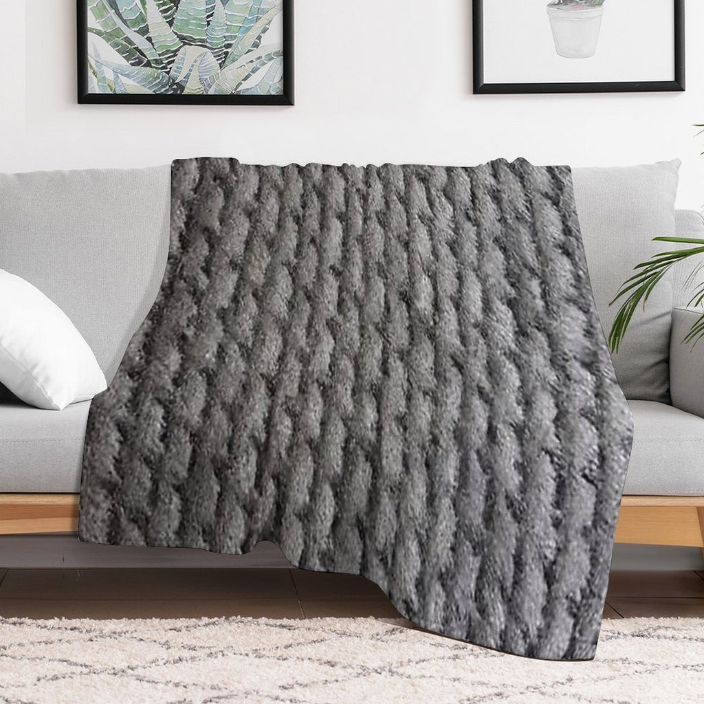 Tiny Gray Basketweave Pattern Quick-dry Throw Blanket