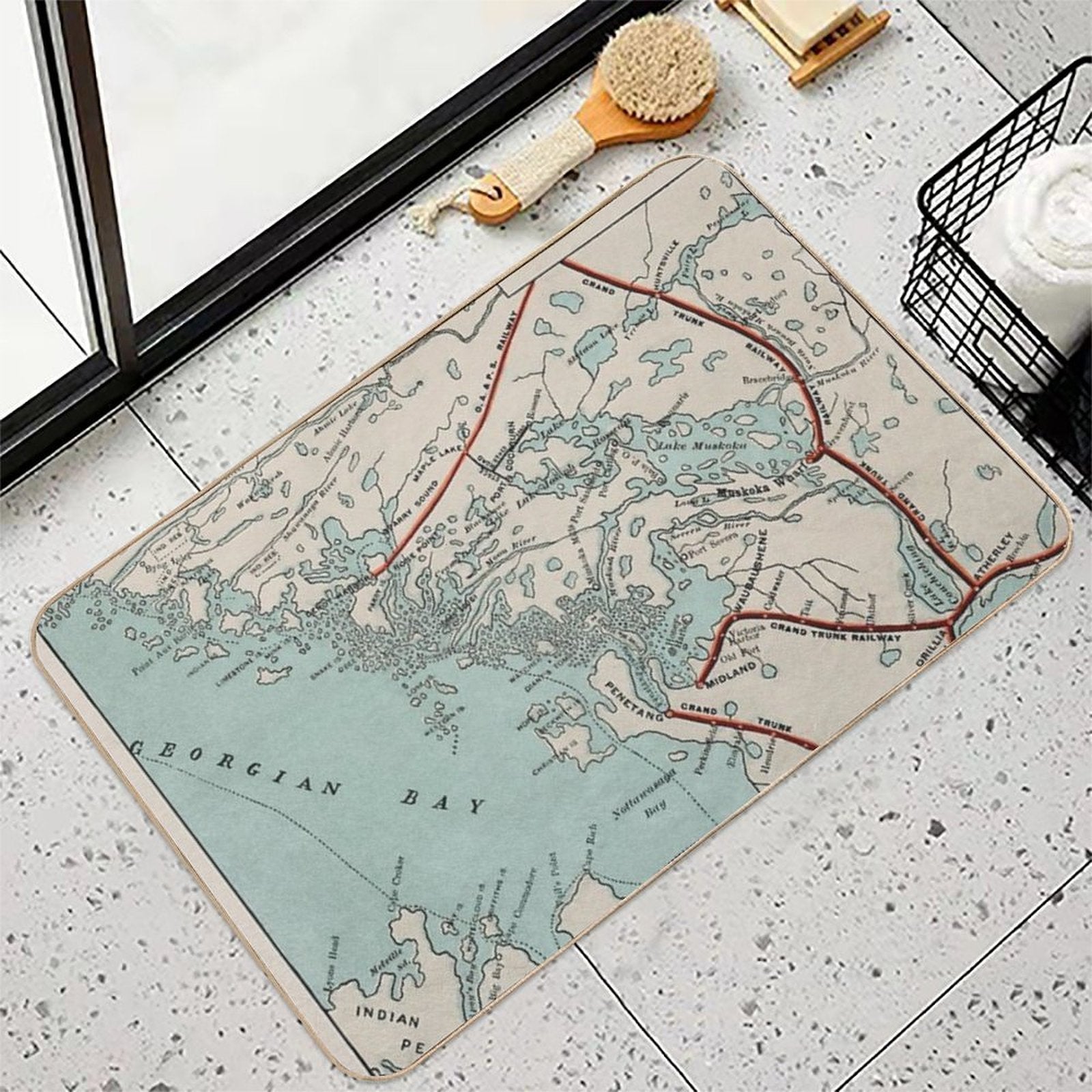 Vintage Map of Georgian Bay And Muskoka Lakes  Anti-Trip Bath Mat