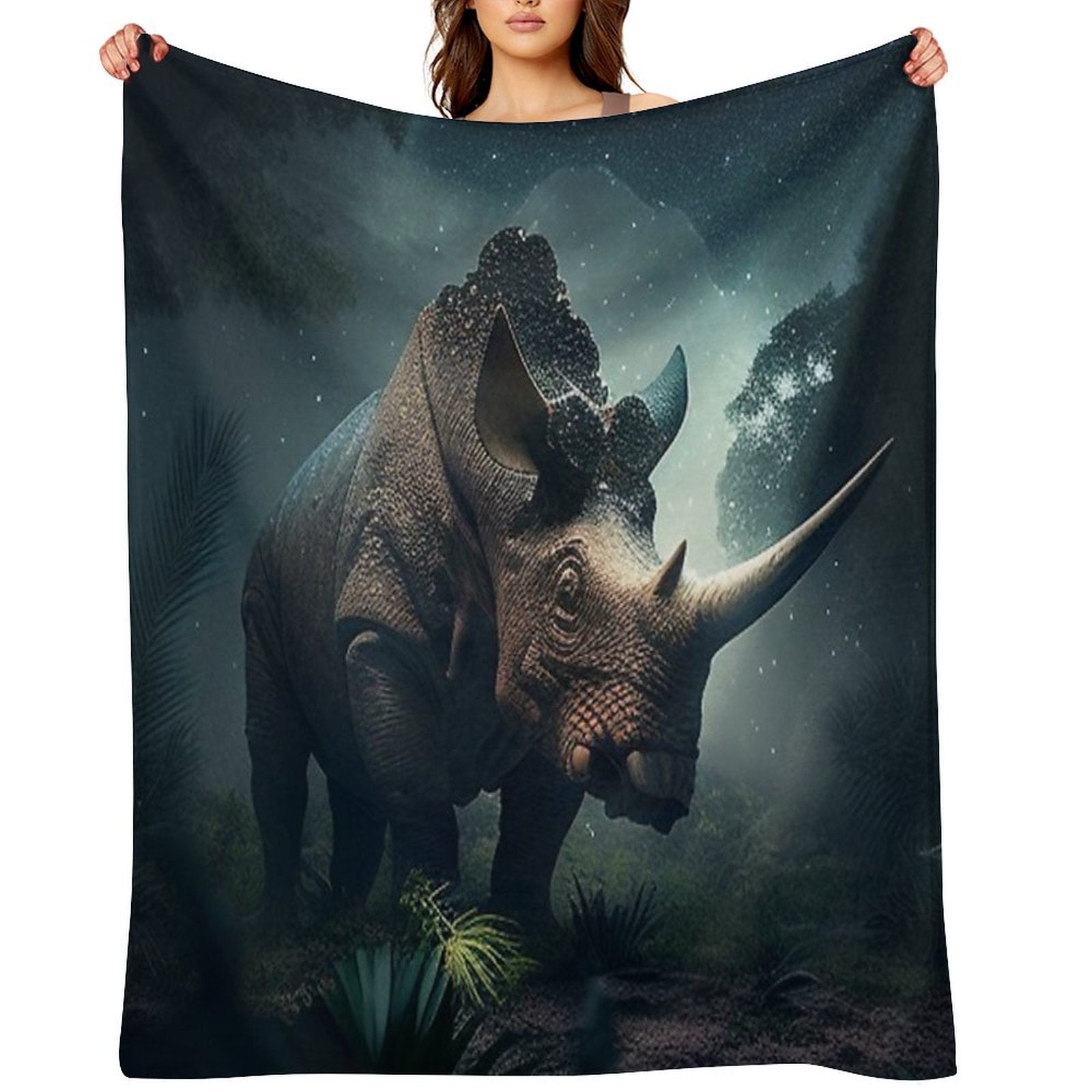 Paleo Art Triceratops Shrink-resistant Throw Blanket