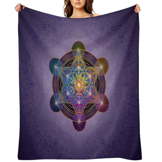 Metatron's Cube Merkabah Machine-washable Throw Blanket
