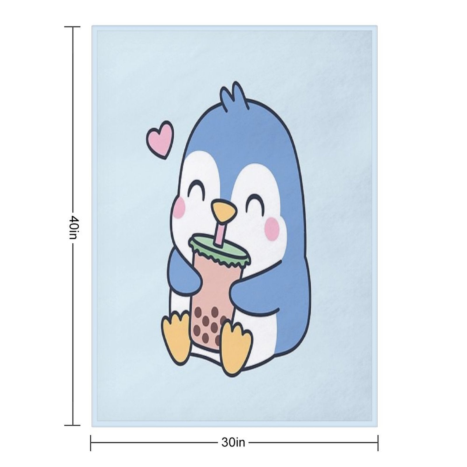 Cute Little Penguin Loves Boba Tea Versatility Throw Blanket