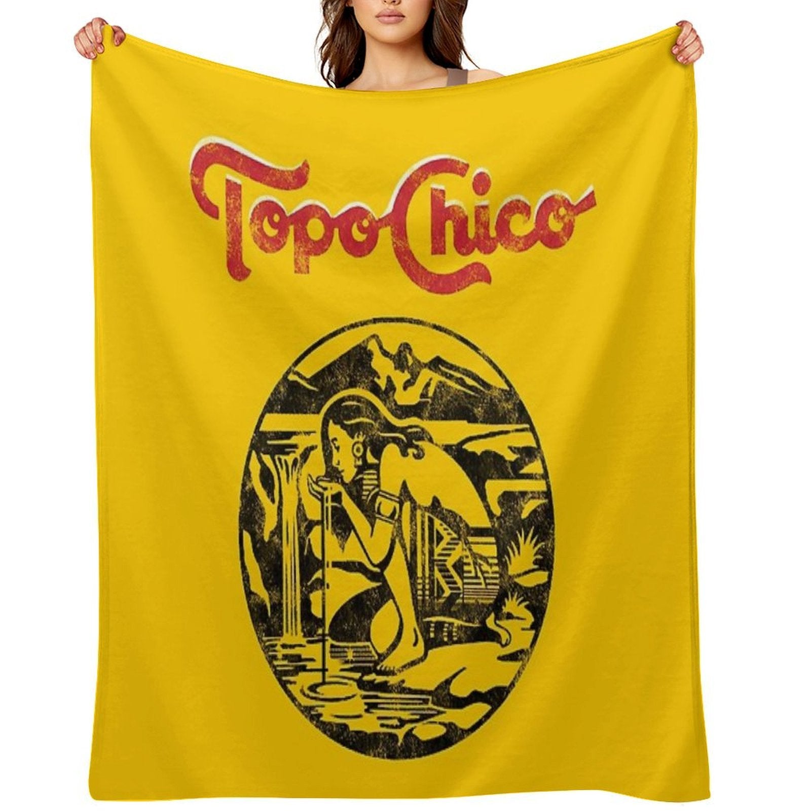 Aztec Princess - Topo Chico Agua Mineral Worn And Washed Logo (sparkling Mineral Water) Sustainable Throw Blanket