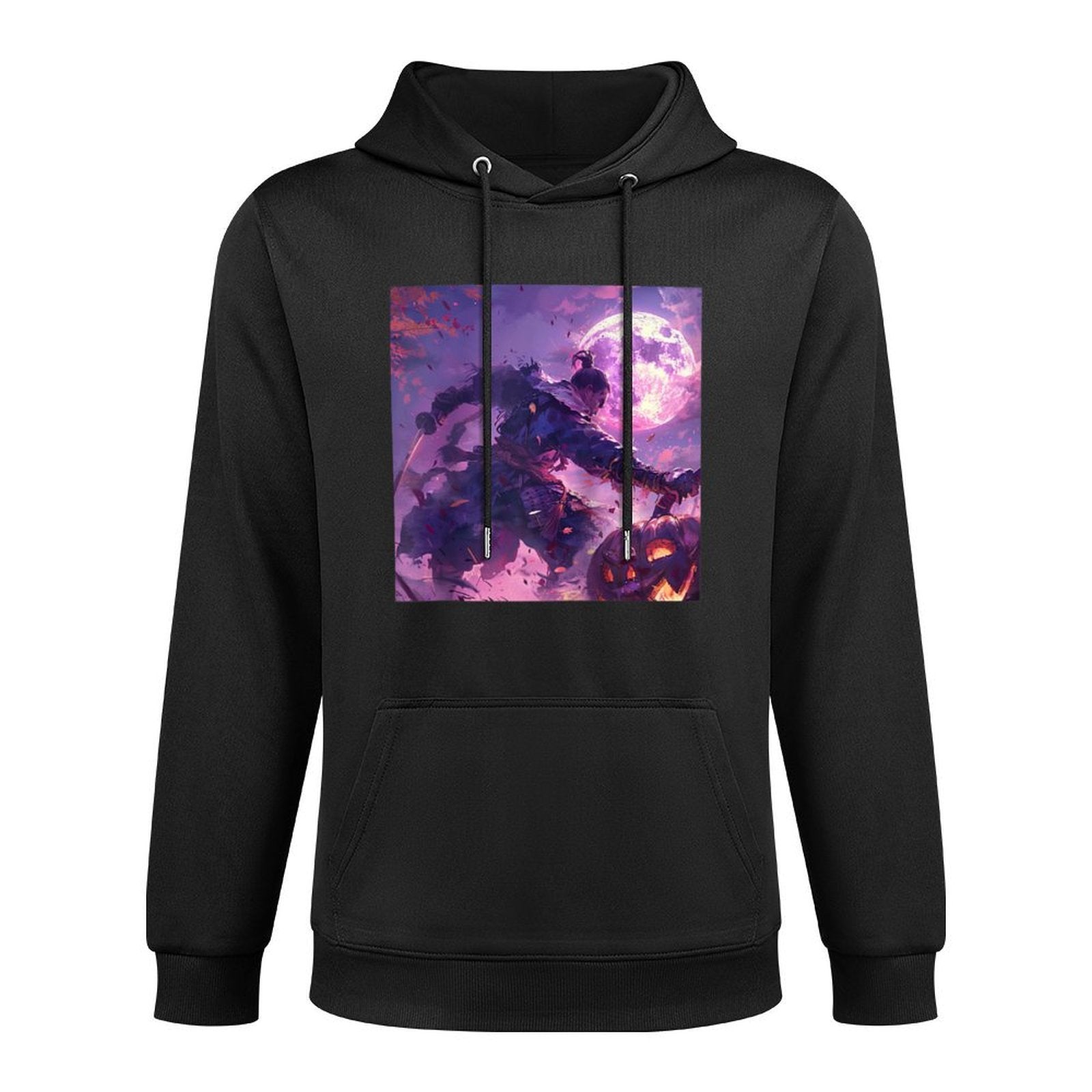 Samurai's Twilight Quest on Halloween's Dark Edge Raglan Baseball Colorfast Hoodie