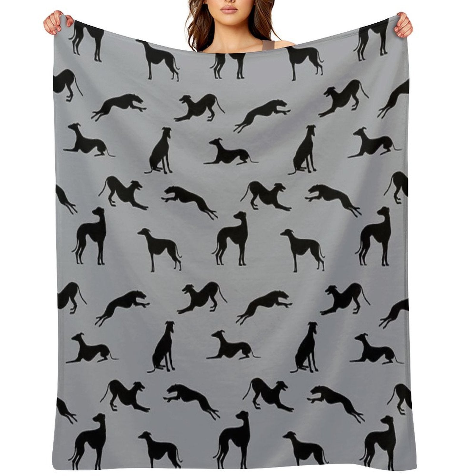 Greyt Greyhound Silhouettes - A3A6AA Eco-conscious Throw Blanket