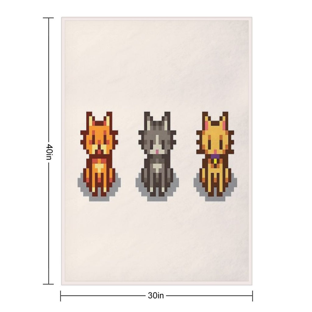 Stardew Valley Pets 3 Cats Machine-washable Throw Blanket