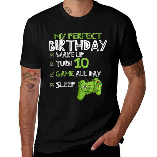 10th Birthday Gaming 10 Years Old Perfect Gamer Gift Boys  High-quality Stitching T-Shirt