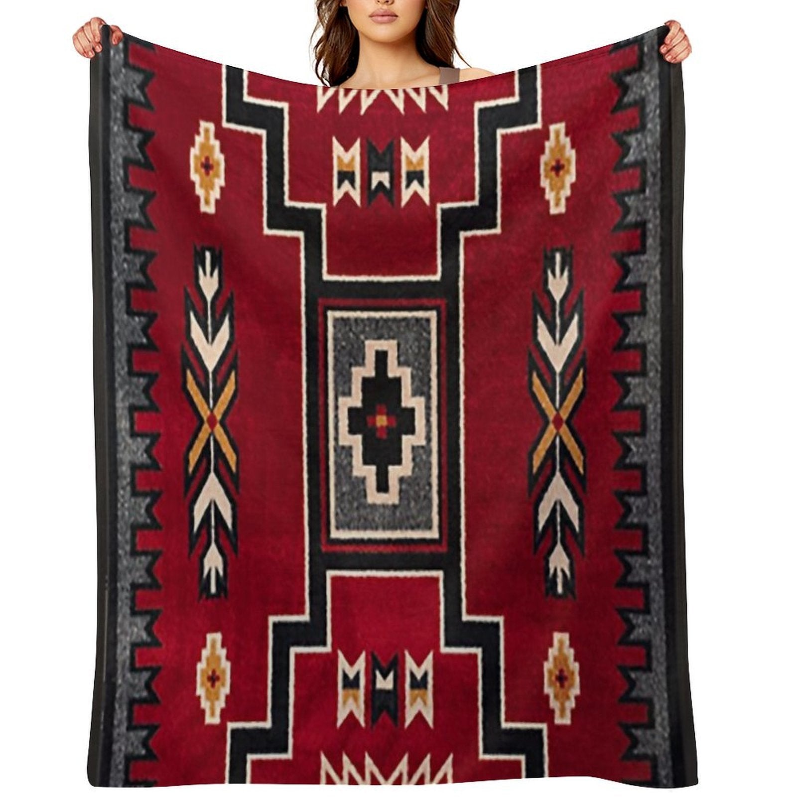 Navajo Blanket,southwestern Art,native American Art,indian Art,arizona,dessert,geometric Pattern,bow And Arrows,cowboys And Indi Premium Throw Blanket