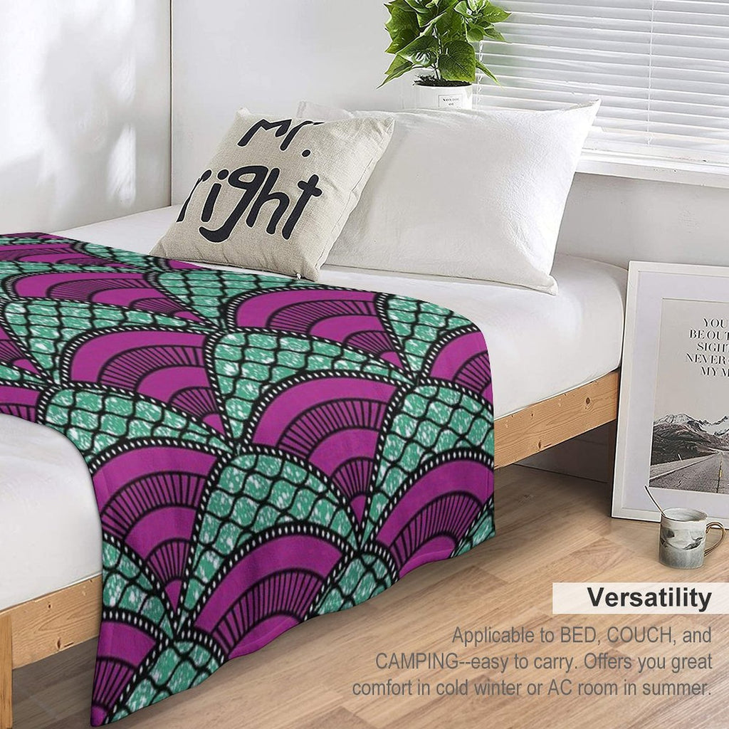 Afro Ankara Wax Print 14 All-season Throw Blanket