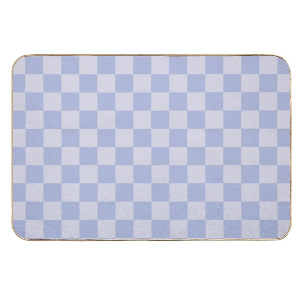 Checkerboard Mini Check Pattern in Double Pale Periwinkle Purple  Dirt-Trapping Bath Mat