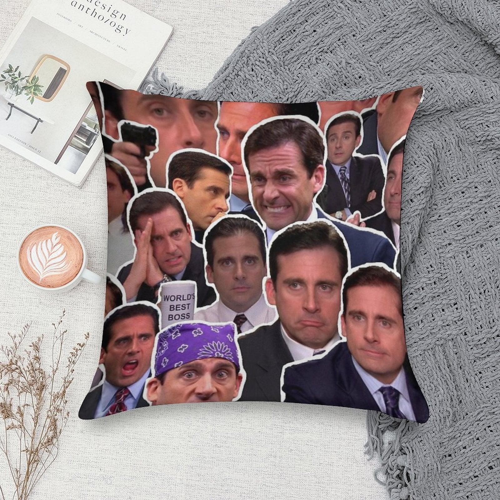 Michael Scott - The Office Collage Soft Hidden Zipper Throw Pillow