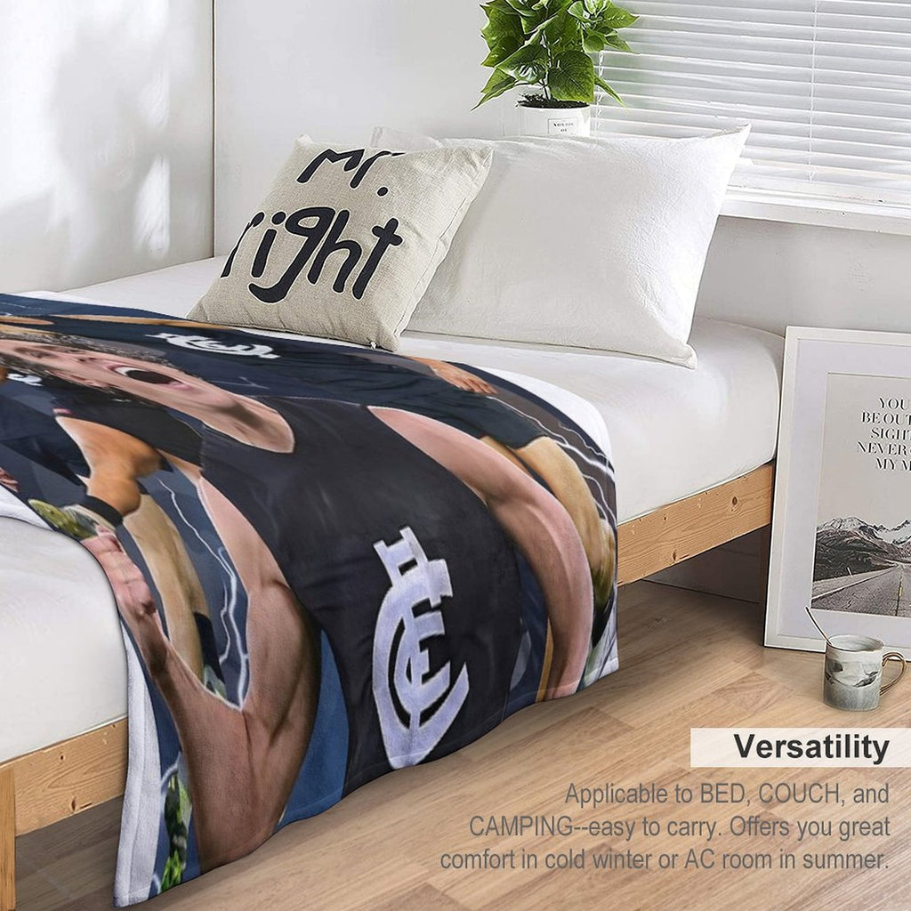 Charlie Curnow Carlton Football Club AFL Player Wrinkle-free Throw Blanket