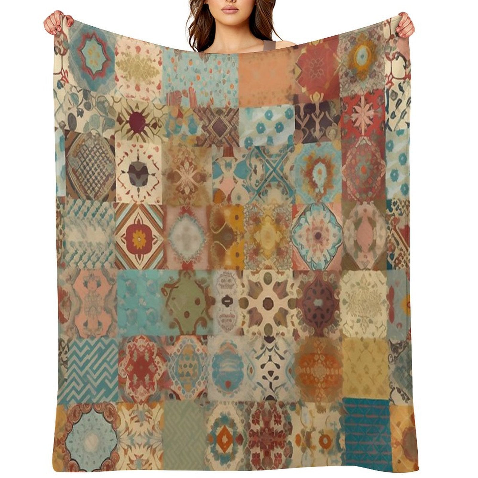 Bohemian Patchwork Style Multi-functional Throw Blanket