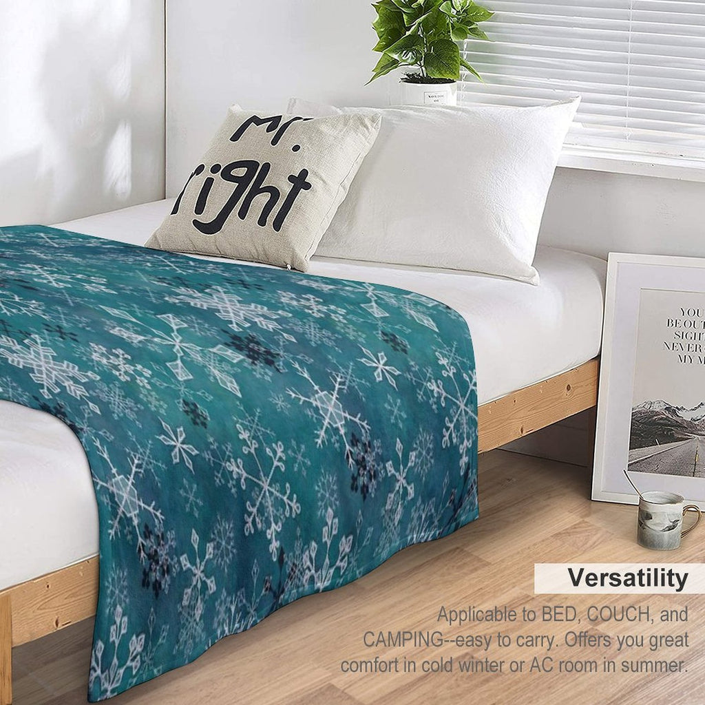 Snowflake Crystals in Teal Comfort Throw Blanket